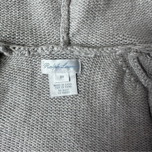 Ralph Lauren Gray & Blue Baby Zip Up Hoodie Size 9M - Picture 9 of 11
